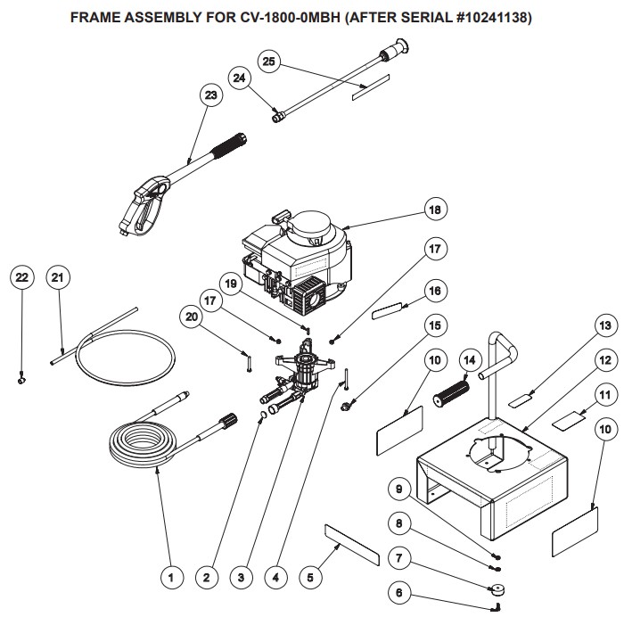 MITM CV-1800 pressure washer replacement parts